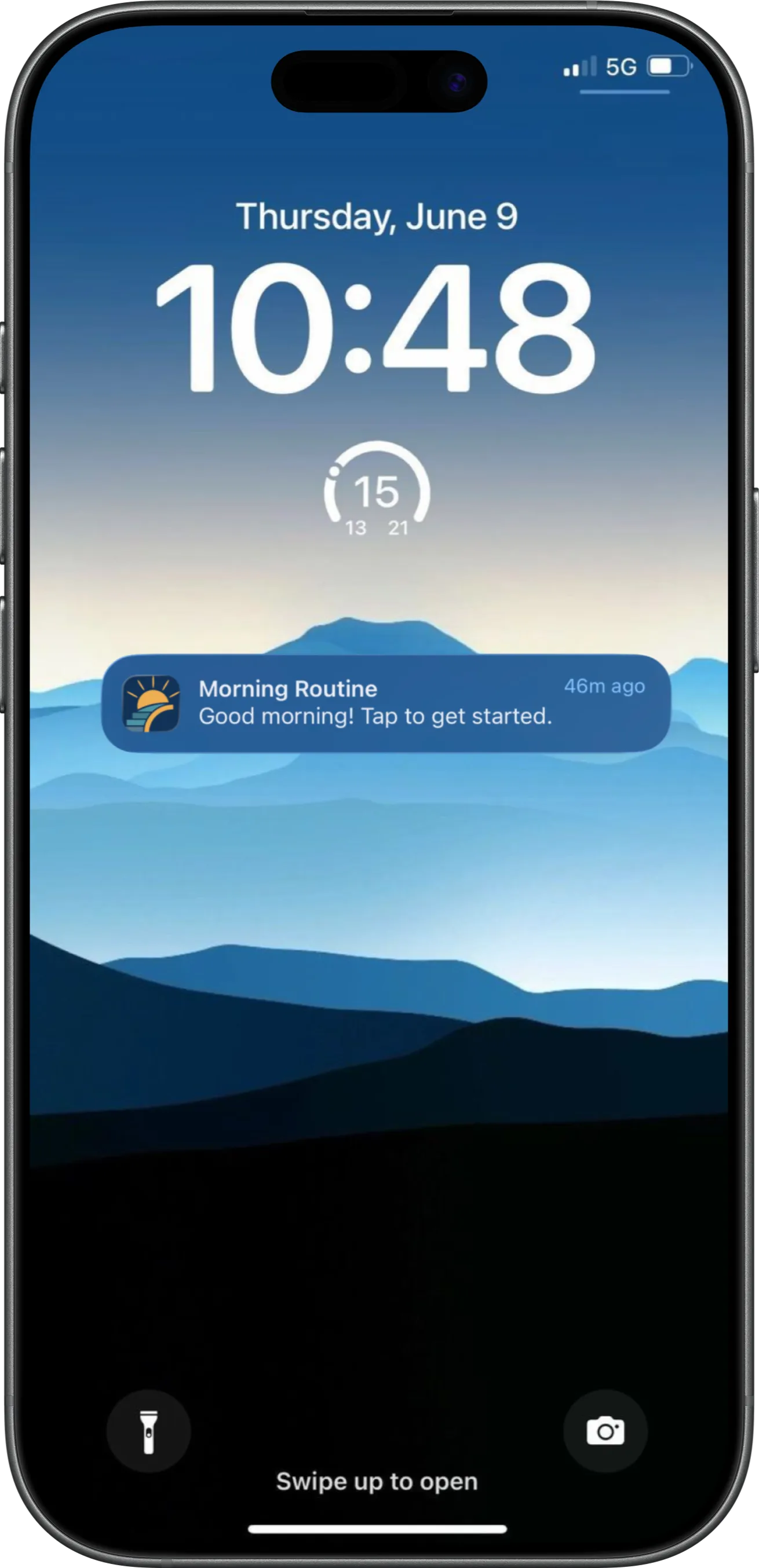 DaySteps notification on a child's iPhone prompting them to start their routine