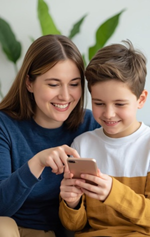Parent using the DaySteps app with their child