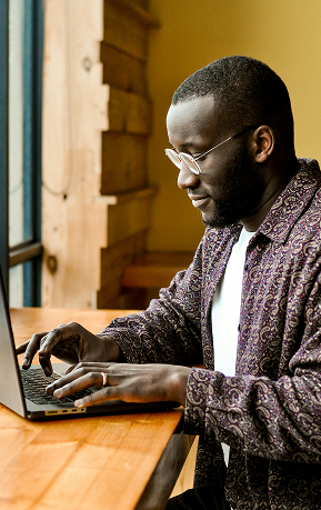 Adult working on a laptop